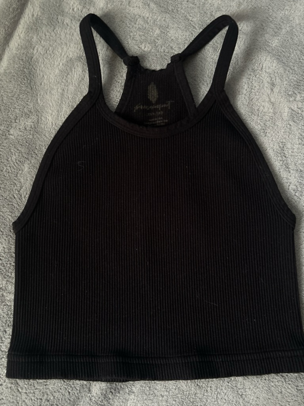 FP Movement by Free People Black Ribbed Racerback Crop